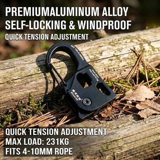 1×Aluminum Alloy Tent Rope Tensioner. Stainless Steel. Self Lock Rope Adjuster 2-10mm. Anti-Slip Tarp Tightener. Outdoor Accessories