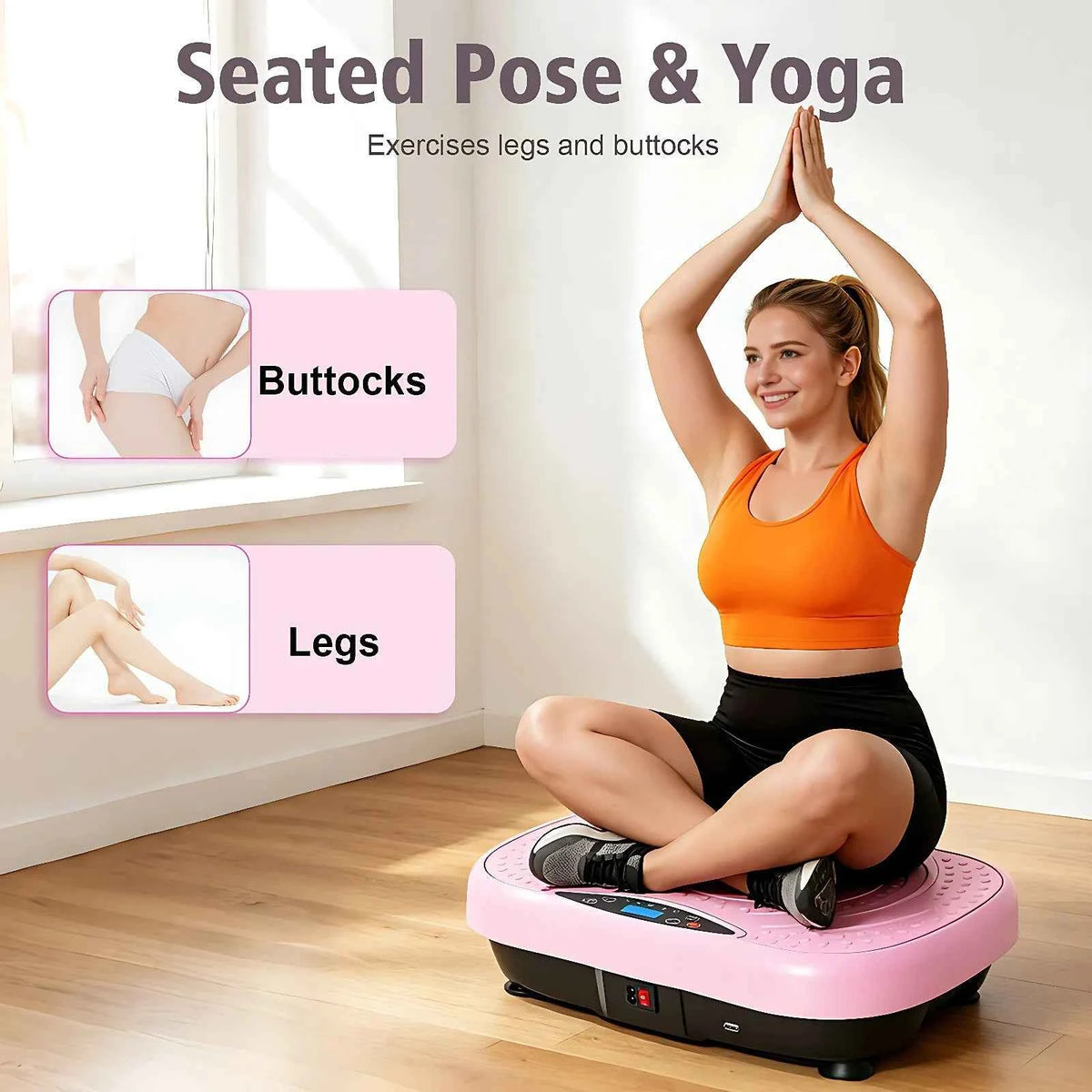 Portable Vibration  Exercise Machine for Whole Body Workout  with Bluetooth. Resistance Bands 5 Yoga Straps, 10 Auto, 200 Manual Speed Settings for Weight Loss & Shaping