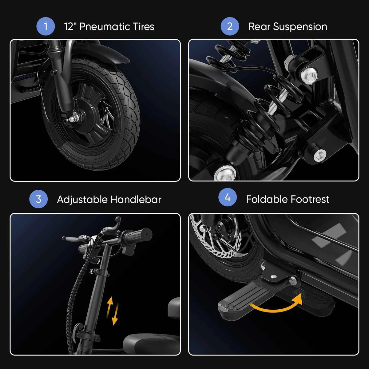 Eilleo Spacewalk 48V Electric Scooter for Adults with Large Pet Basket. 750W Motor, 18.75MPH, Foldable Commuter E-Scooter with Seat