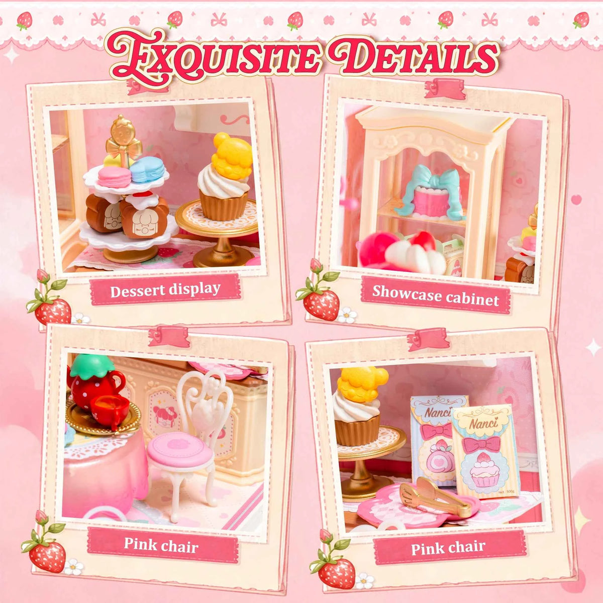 Rolife DIY Dollhouse 3D Puzzle Model Building Kit. Nanci Strawberry Teatime Super Creator DIY Craft Kit with LED Light for Home Decor. Holiday Gift for Adults or Teens
