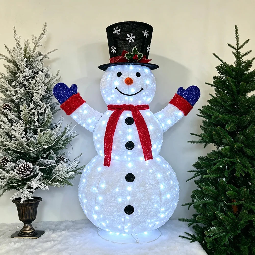 3D Christmas Collapsible Snowman,  200 LED with Cool White Light for Christmas, Indoor, Outdoor Décoration