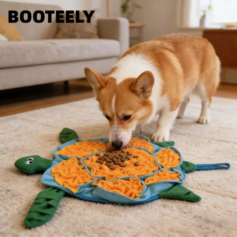 BOOTEELY Pet Sniffing Mat Turtle Design.  Dog Puzzle Feeder, Washable. Foraging Pad for Boredom & Anxiety Relief