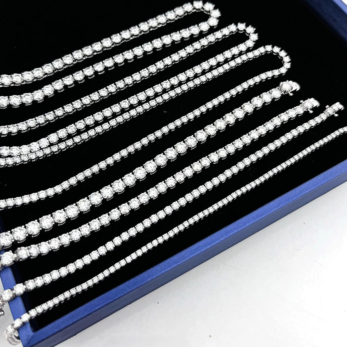 Hip Hop 925 Sterling Silver 3mm, 4mm, 5mm, VVS Moissanite Diamond Necklace, Moissanite Tennis Chain