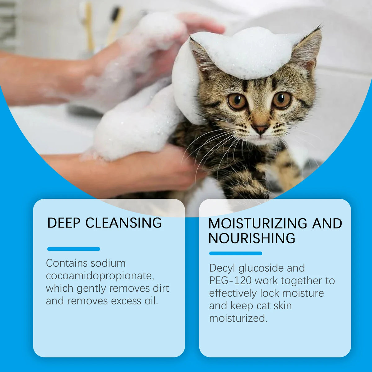 Cat Waterless Cleaning Mousse, No Rinse Dry Shampoo Foam For Kittens, Gentle Non-Irritating Pet Fur Cleaning