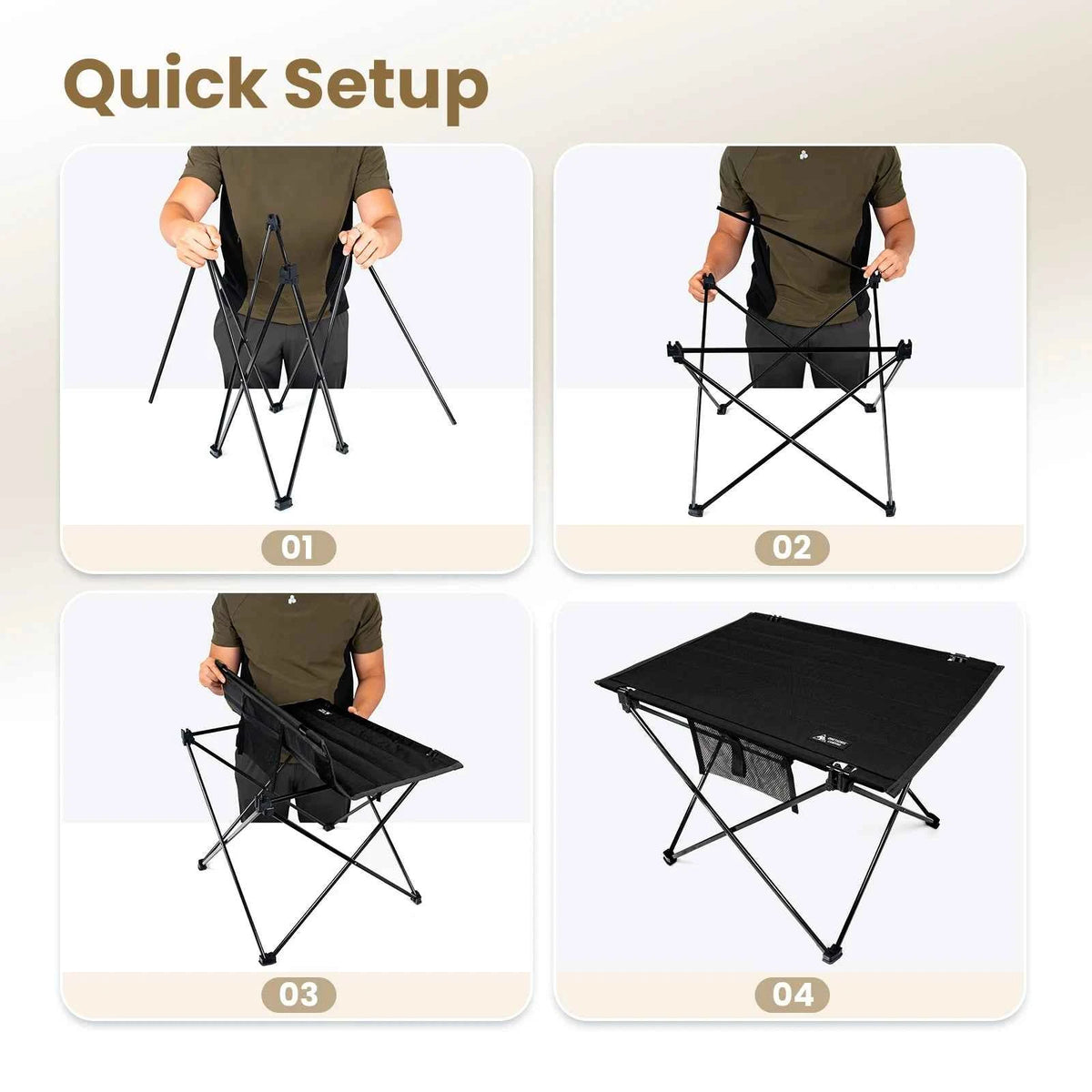 ONETIGRIS Foldable  Lightweight Portable Table, Sturdy & Quick Setup, Holds Up to 66 lbs, Perfect for Camping, Hiking, Backpacking, Picnic, Beach, Travel