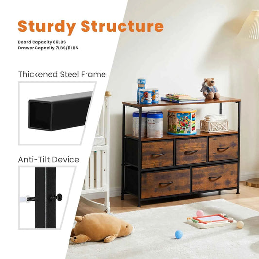 JHK Cabinet  With 5 Drawers. Storage, Multilayer Space Saving Cabinet Of Home Furniture
