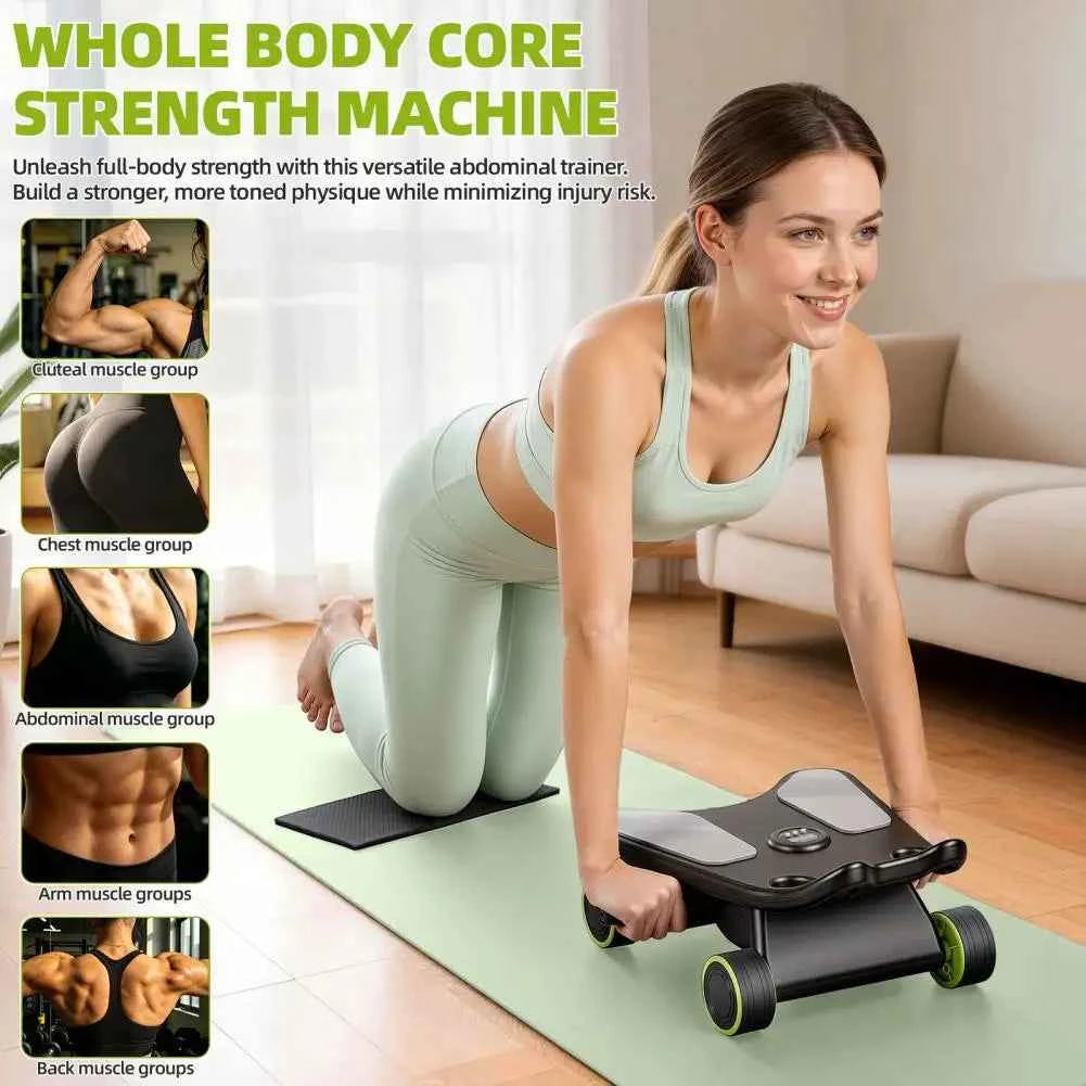Abdominal Trainer, Smooth Sliding 4-Wheel Abdominal Roller With Elbow Support, Four-Wheel Design. Abdominal Exercise Equipment