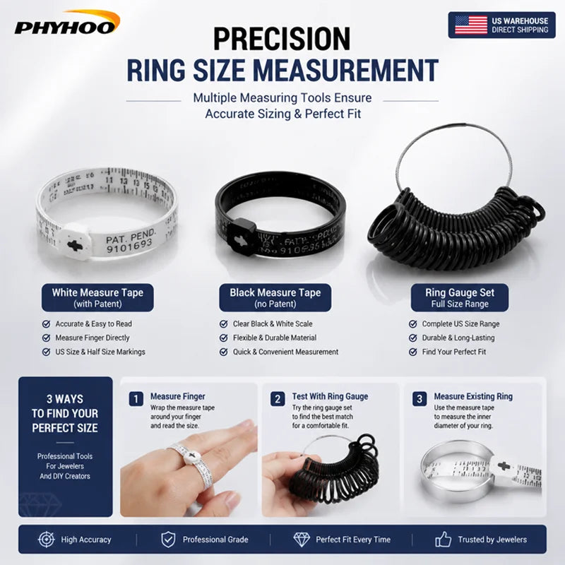 PHYHOO 23PCS Jewelry Making Tool Kit. Ring Sizer, Bending Mandrel, Letter Stamp Set, Polishing Repair Tools. DIY, USA