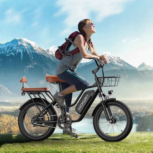 KICKWEY LD20 Electric Bicycle, 1500W, 48V, 20AH, 250W Electric Road Bike. Double Seat for Adults And Kids. 20x3.0 Fat Tire,  E-Bike for Adults