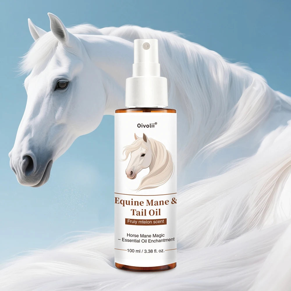 Horse Hair Care Oil, To keep a Shiny Coat, Mane & Tail,  Growth. Natural Plant Ingredients with  Detangler Conditioner Treatment. Grooming for All Breeds