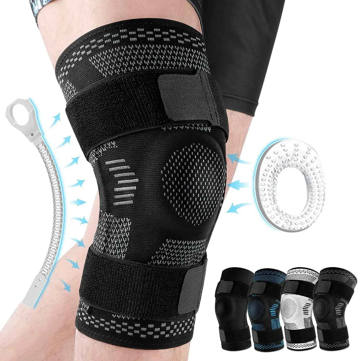 Sports Knee Pads for Knee Pain. Meniscus Tear Injury. Recovery with Side Stabilizers. Patella Gel Knee Support. Compression Sleeve