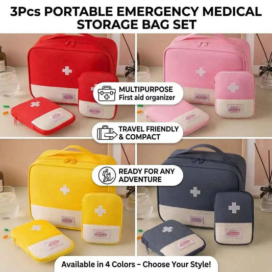 3Pcs Portable Emergency Medical Storage Bag Set, Multipurpose First Aid Kit Organizer for Home, Camping, Travel, Outdoor