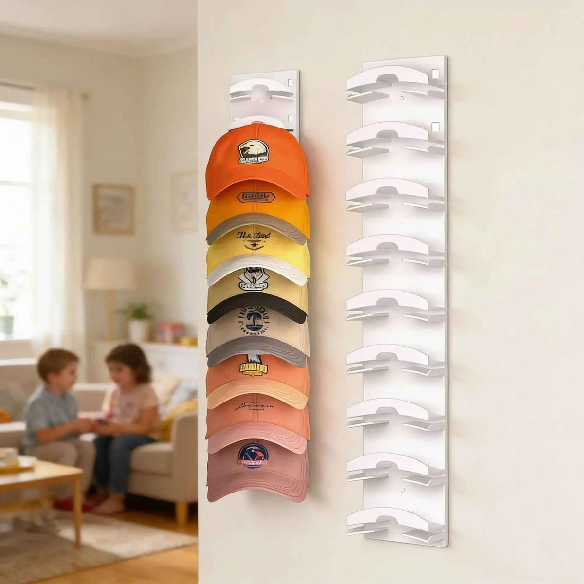 Wall Mounted Hat Organizer Holds 18 Baseball Caps Home Storage Holder,  1 or 2 pieces
