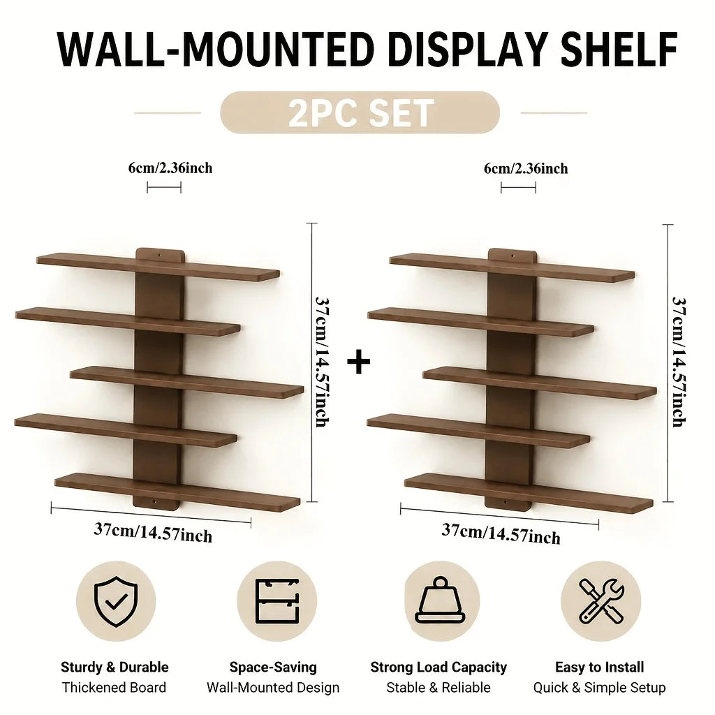 4-Piece Set of Collectible Floating Wall Racks, Multi-Tiered Wall Shelving Units, Versatile Display Stands, Suitable for Office and Home Decor, Ideal for Storing Statues and Small Figurines, Decorative Shelves, Functional Sto
