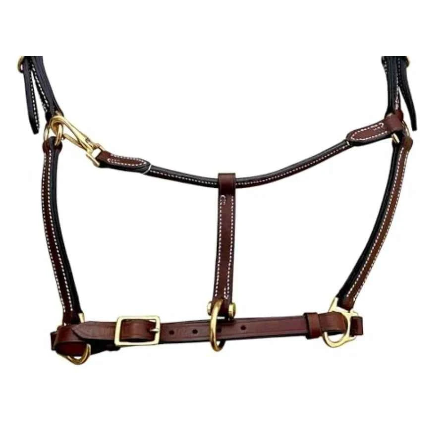 Everyday Turnout Halter for Horses: Handmade 3/4 Wide Vegetable-Tanned Leather, Solid Brass Hardware. Hand Machine Stitched. Natural