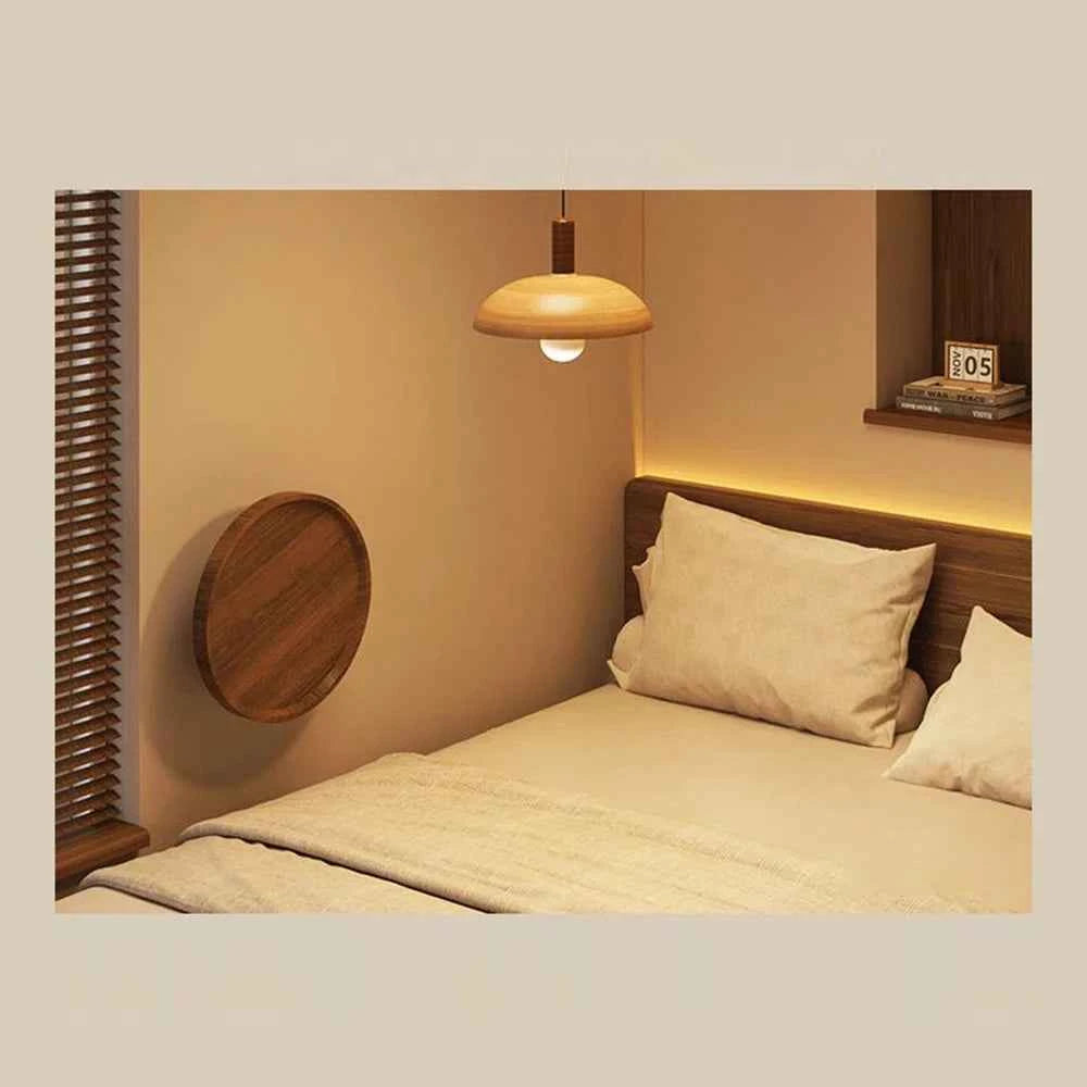 Adjustable Foldable Wall Mounted Round Wooden Side Table. Rotatable Swing Arm. Space Saving Fold Down Wall Shelf
