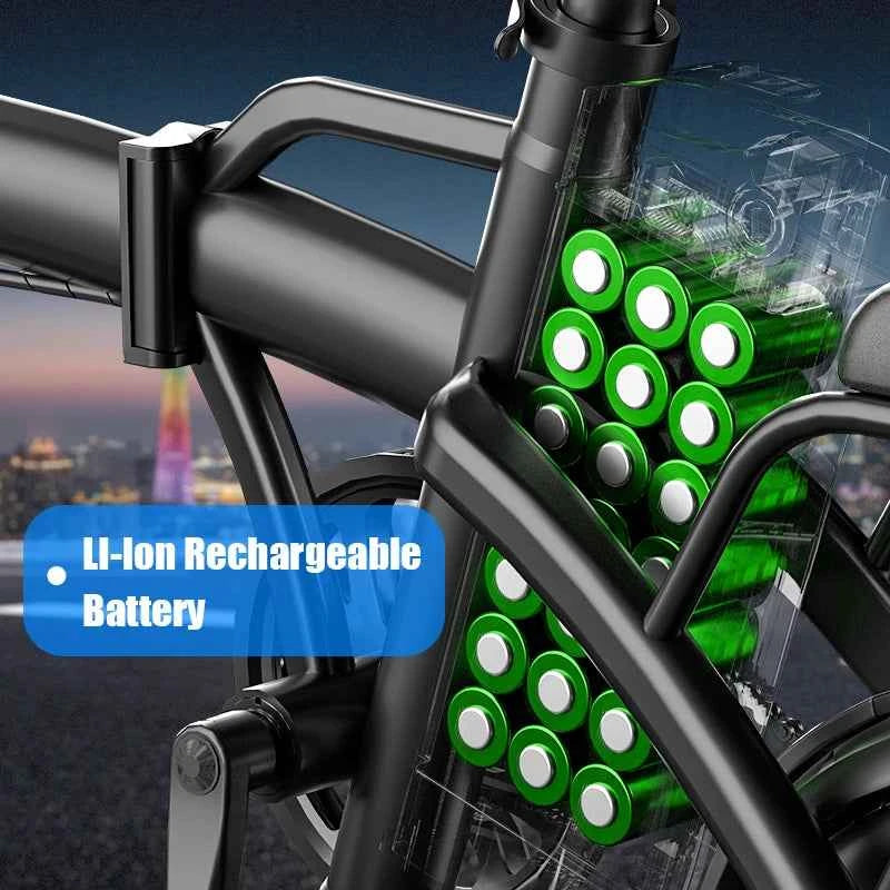 14'' Foldable Commuter E-bike, 500W Motor, Removable Battery. Max 19.9MPH, Dural Disc Brake with 4 Shock Absorption,  Mini Electric Bicycle for Adults, College Students, Commuters & Urban Riding E-Bike