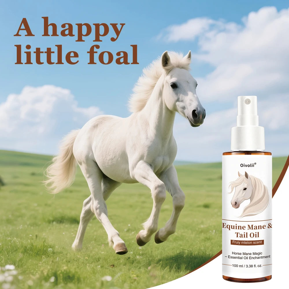 Horse Hair Care Oil, To keep a Shiny Coat, Mane & Tail,  Growth. Natural Plant Ingredients with  Detangler Conditioner Treatment. Grooming for All Breeds