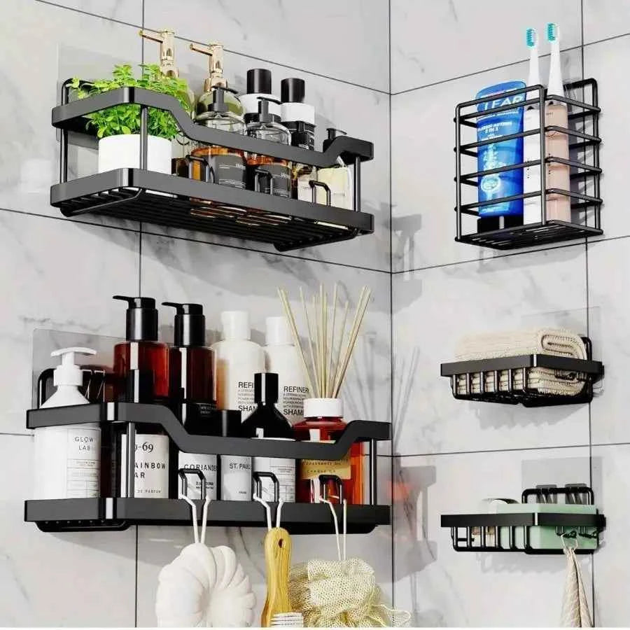 3/5 Pack Shower Organizer , Adhesive Shower Caddy with No Drilling,  Rustproof Stainless Steel for Bathroom and Storage & Kitchen
