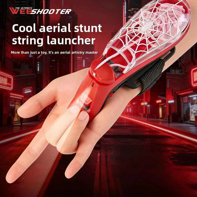 One-Click Automatic String Launcher Wrist Web Shooter Toy, Cool Retractable Rope Shooting Stress Relief Prop