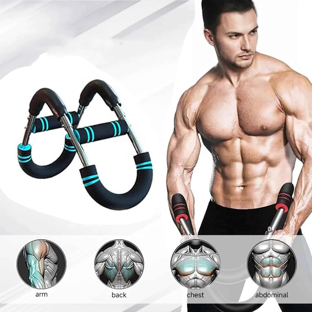 Adjustable and Detachable Arm Trainer With Resistance Bands. Chest Expander. Upper Body Strength Training Equipment