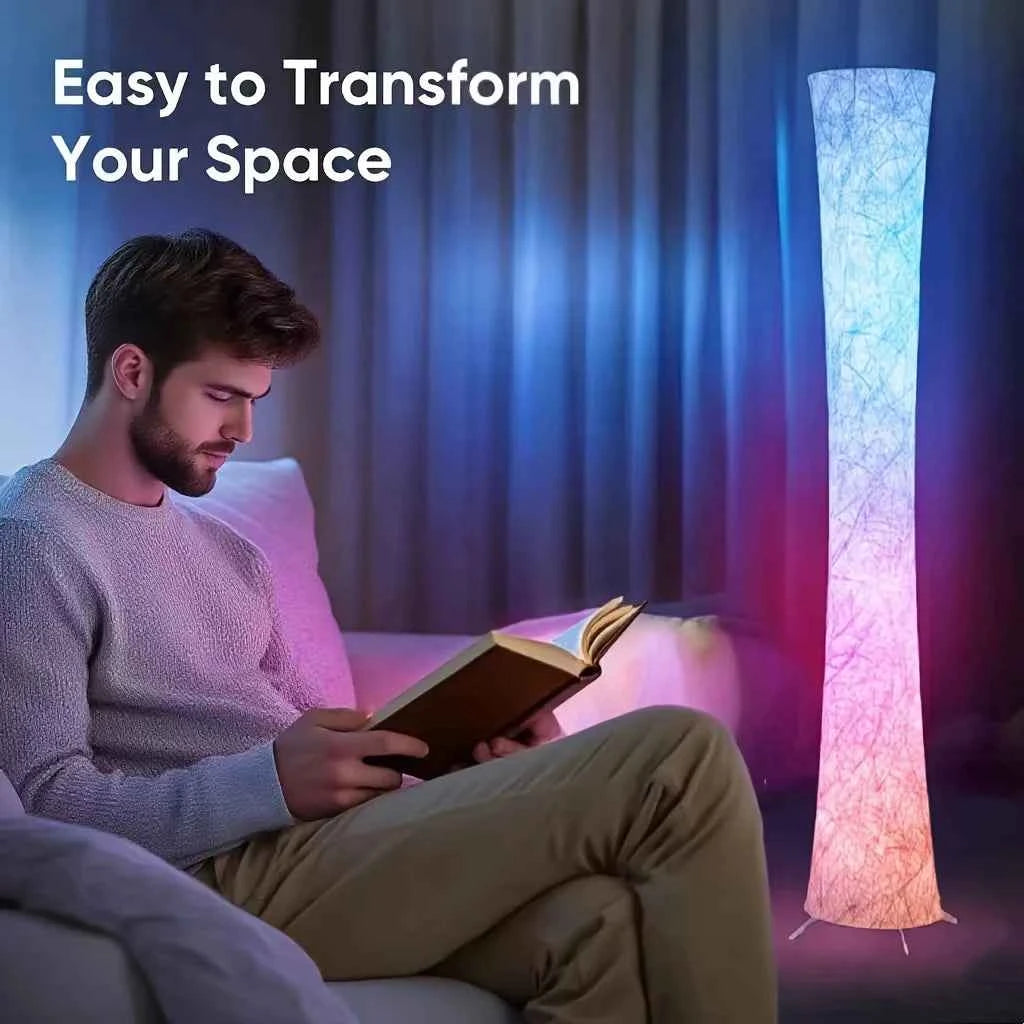 1pc Round Smart Floor Lamp, Modern RGB Corner Lamp with Tyvek Fabric, Music Sync, Remote Control, LED Floor Lamp.