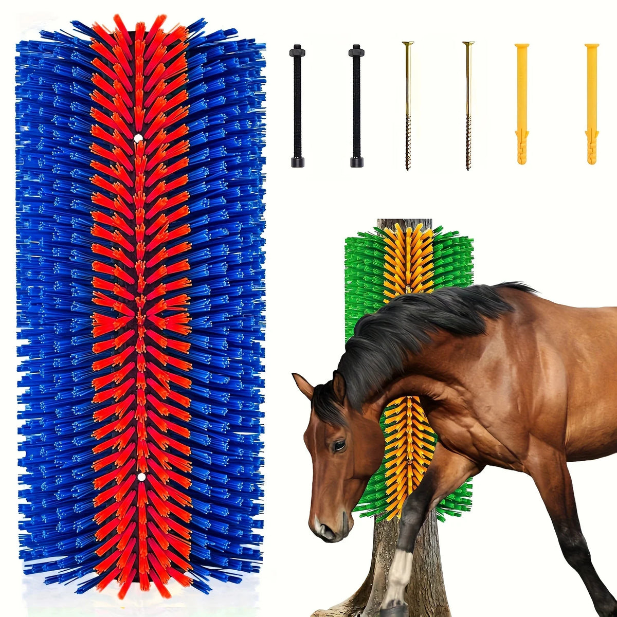 Livestock Scratching Brush - Horse  or Cows Brushes for Grooming and Itch Relief. Equine, Cattle, Goat, Sheep, & Pig Massage Brushes
