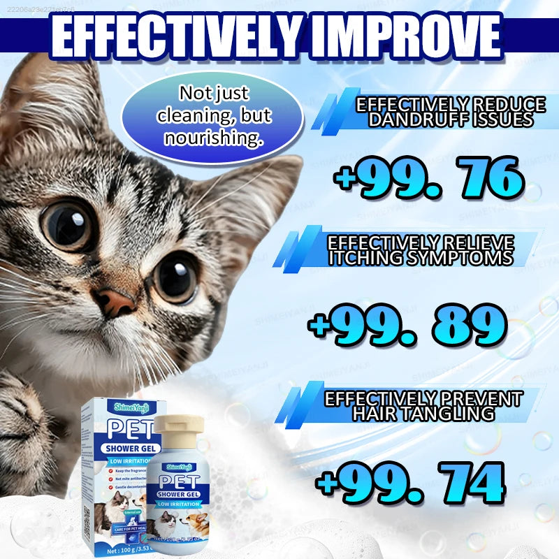 Pet Shampoo for Cats and Dogs, Gentle Plant Formula. Pet Bath Liquid, Moisturizing Pet Coat Cleanser, Pet Odor Removing Wash for Household Pet Grooming