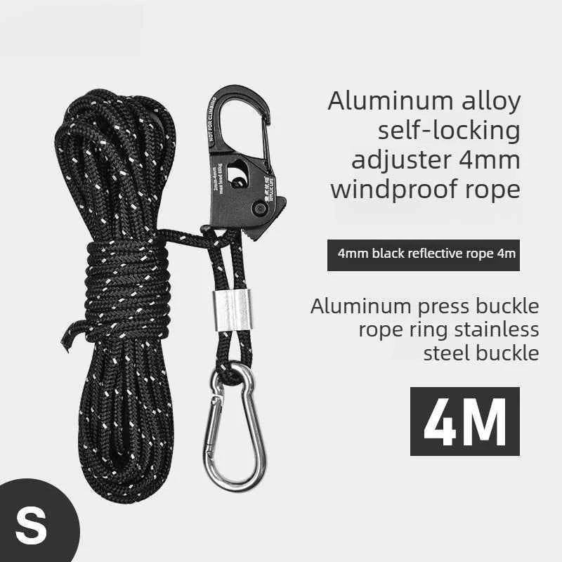 1×Aluminum Alloy Tent Rope Tensioner. Stainless Steel. Self Lock Rope Adjuster 2-10mm. Anti-Slip Tarp Tightener. Outdoor Accessories
