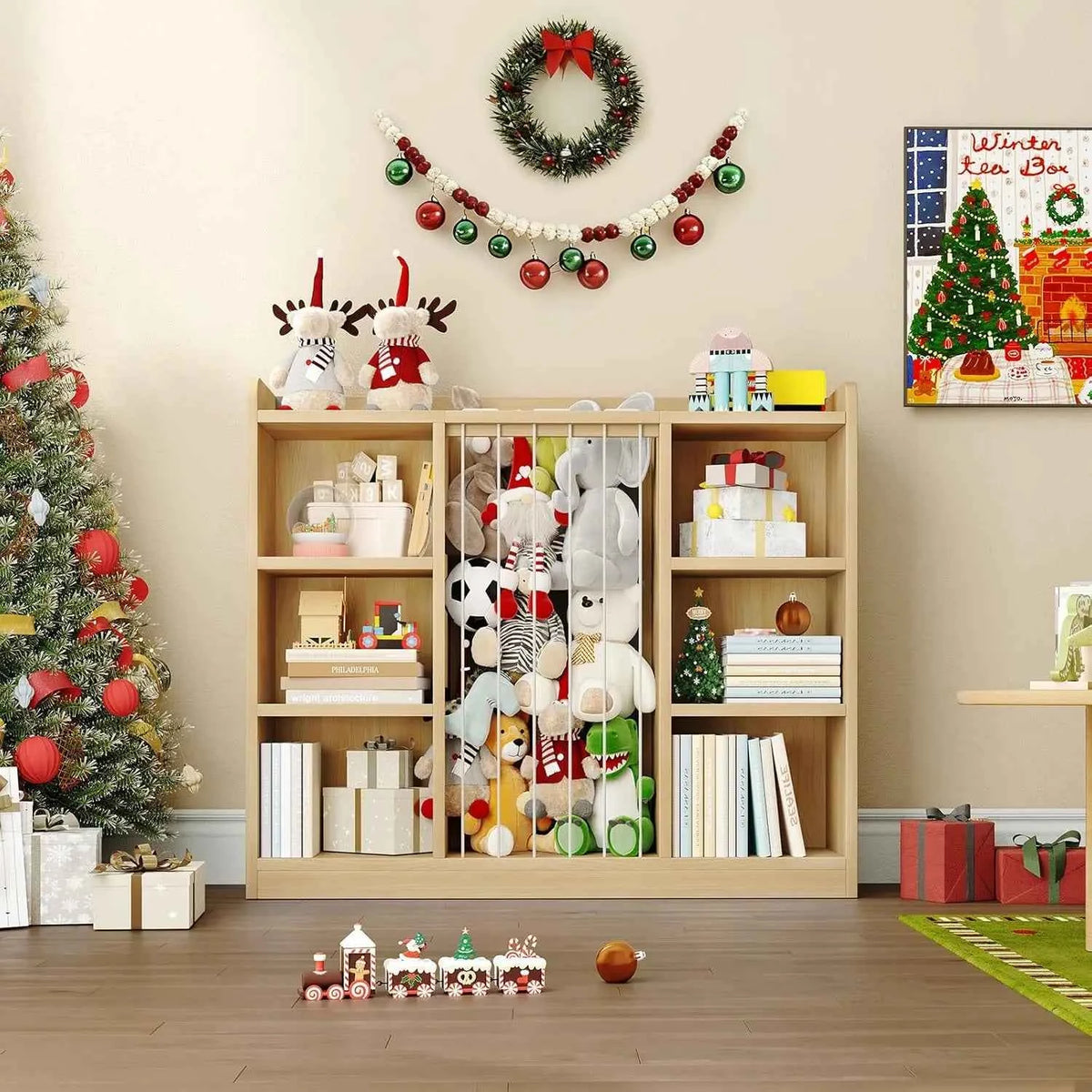 6-Cube Kids Toy Organizer 2-in-1, Stuffed Animal Storage Shelf with Rounded Corners & Anti-Tip, Playroom Bedroom Shelf Unit, Stackable Nursery Storage