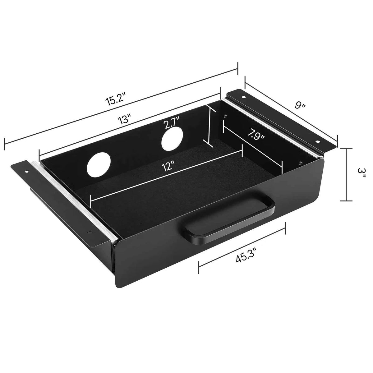 13in/22in Under Desk Drawer, Slide Out Desktop Storage Box Mounted Pullout Undertable Drawer Organizer 