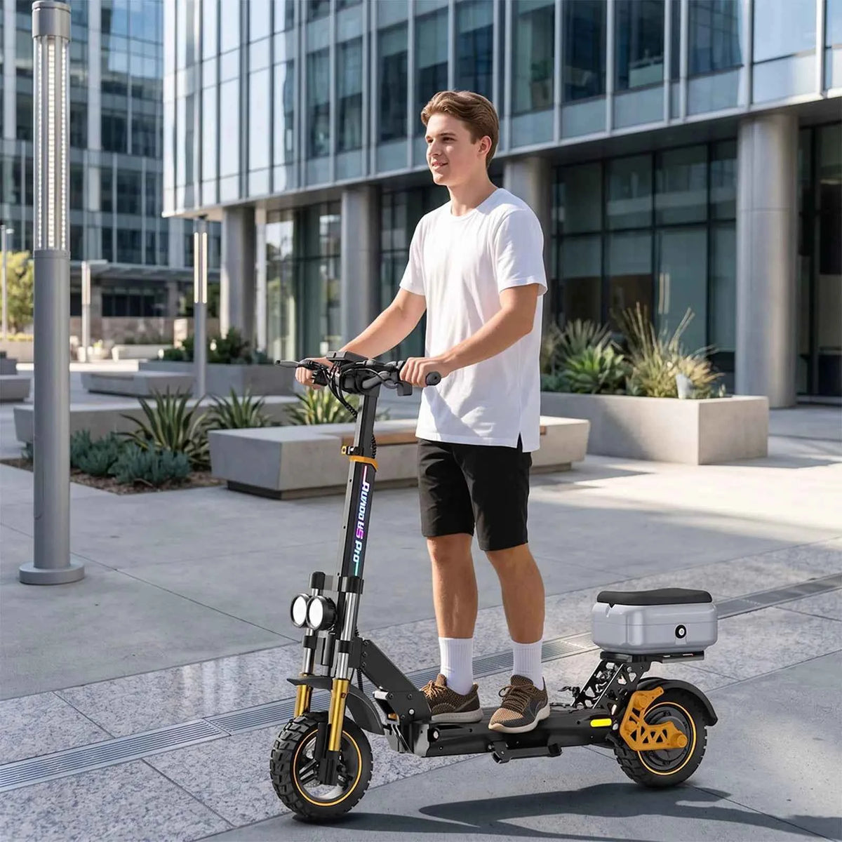 1600W Adult Electric Scooter with Seat, 48V 20.8Ah Battery, Up to 50 Miles Range, 34 MPH, 11" Front Tire, Rear Storage