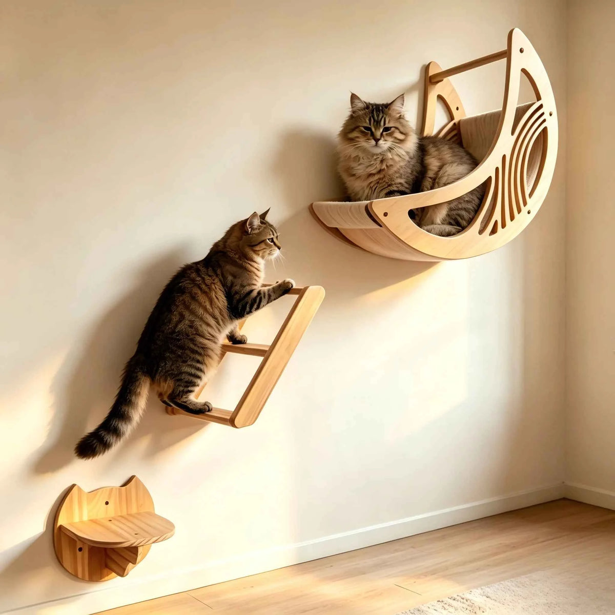 Wall Mounted Cat Shelves Set. Moon Shape Hammock. Star Perches &Climbing Steps.  For  Cats Indoor, Res,, Playing or Sleeping