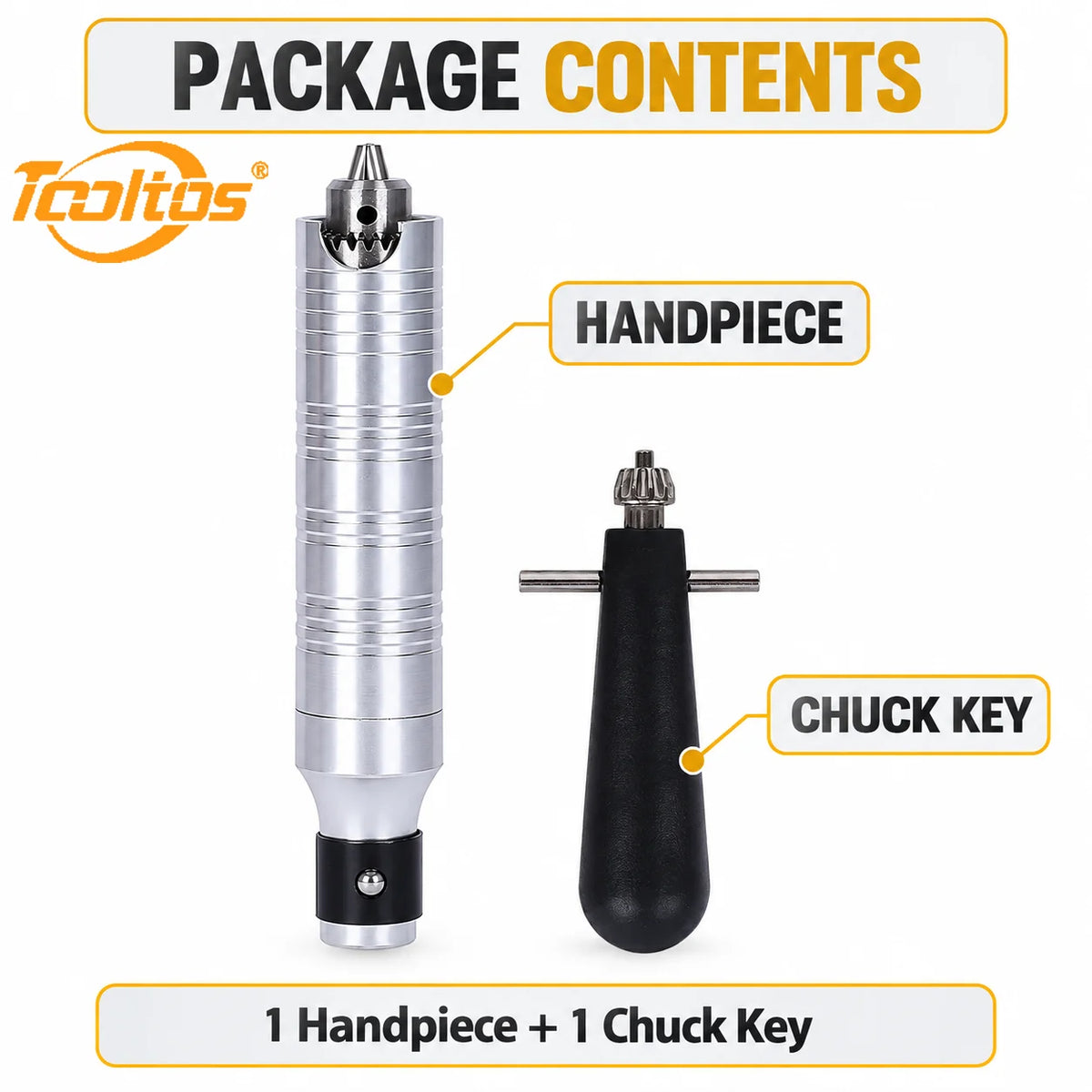 TOOLTOS Jewelry Flex Shaft Grinder. Handpiece 0-5mm Chuck with Key for Engraving, Polishing, Drilling. Rotary Motor Accessories