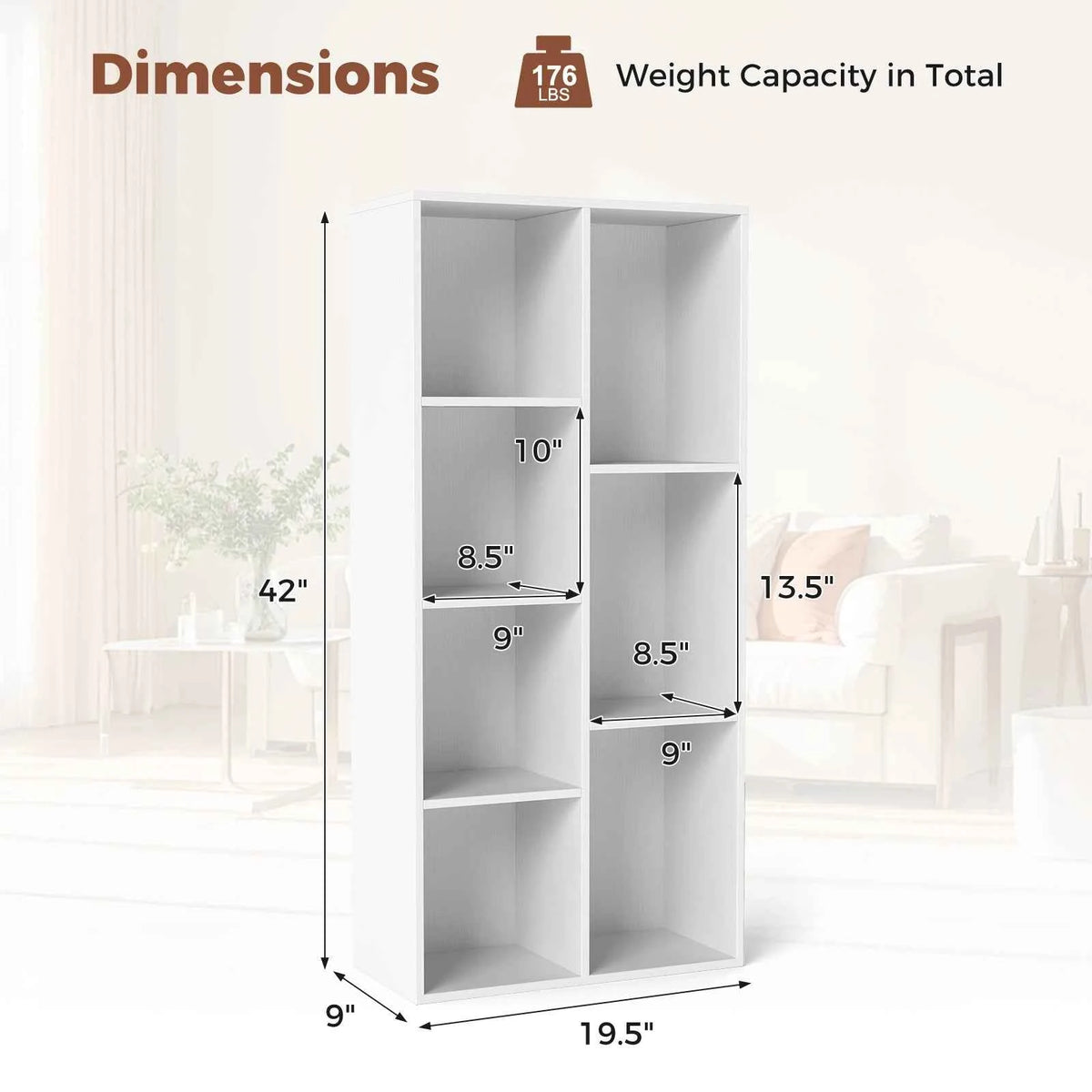7-Cube Bookcase, Vertical or Horizontal Freestanding Bookshelf w/ 7 Compartments