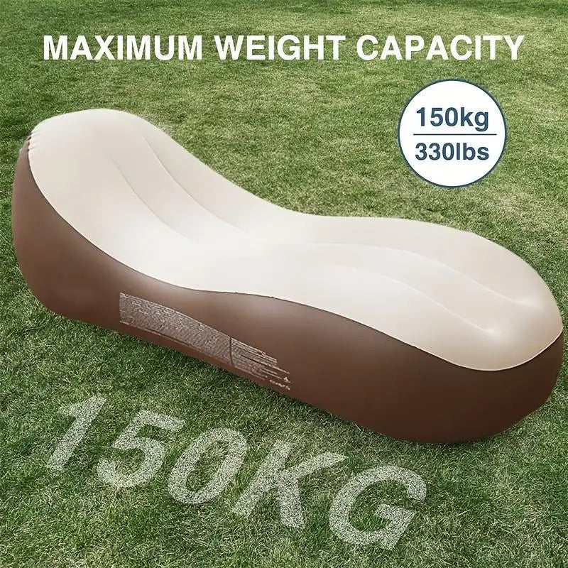 Single Inflatable Sofa Chair.  Flocked Air Chaise Lounge, Ergonomic Blow Up Recliner with Backrest. Portable Foldable Lazy Couch for Home, Outdoor, Camping, Travel