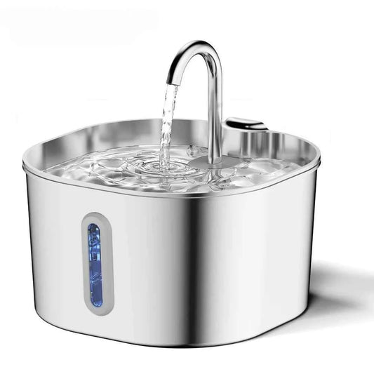2.2L Automatic  Water Fountain that is  Stainless Steel for Pets  with Window （No 5V 1A Plug）