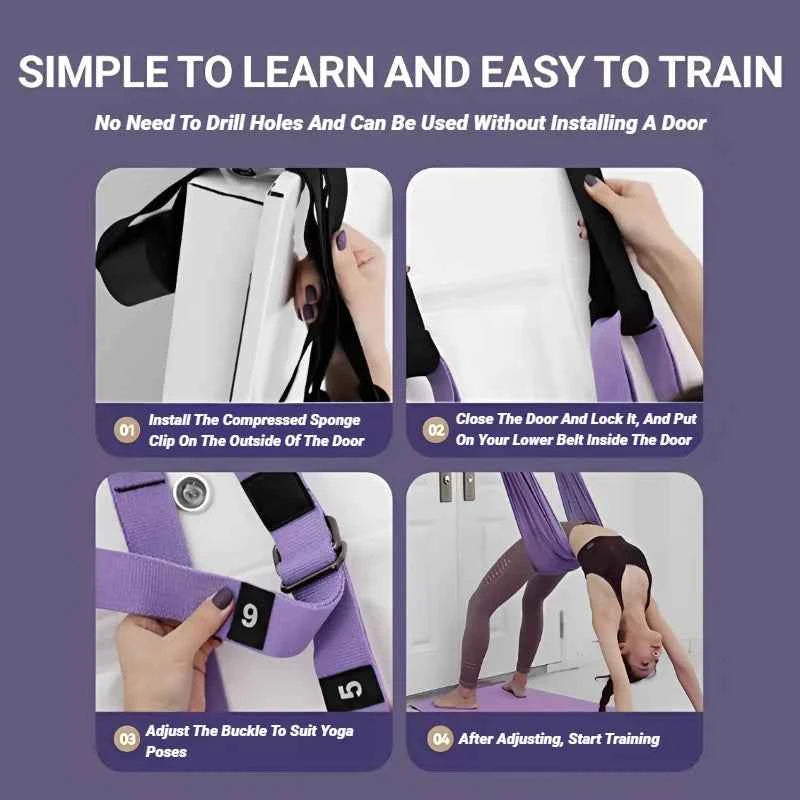 Adjustable Aerial Yoga Strap. Pull Rope Women Hammock. Stretch and Leg Splits Trainer.  Gym Belt that can Swing. Stretching Fitness