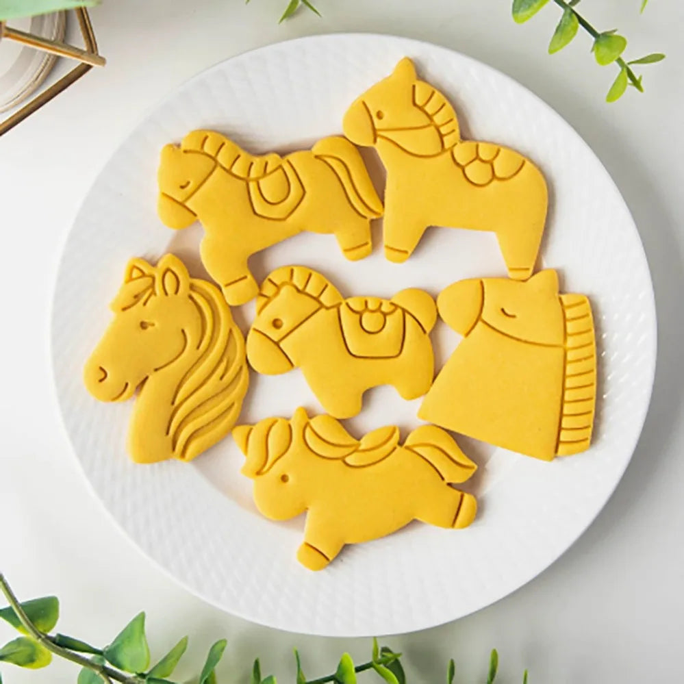 Cartoon Horse Cookie Mold Stamp. New Year Cookie Cutters, Biscuit Mold, Kitchen Baking Pastry Bakeware. DIY Tools