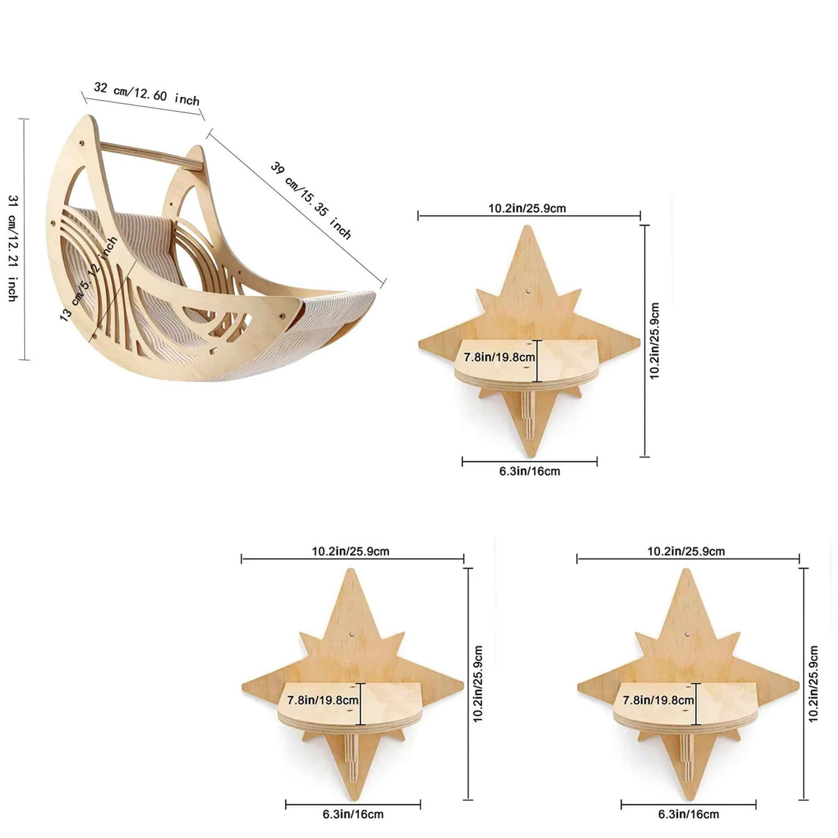 Wall Mounted Cat Shelves Set. Moon Shape Hammock. Star Perches &Climbing Steps.  For  Cats Indoor, Res,, Playing or Sleeping