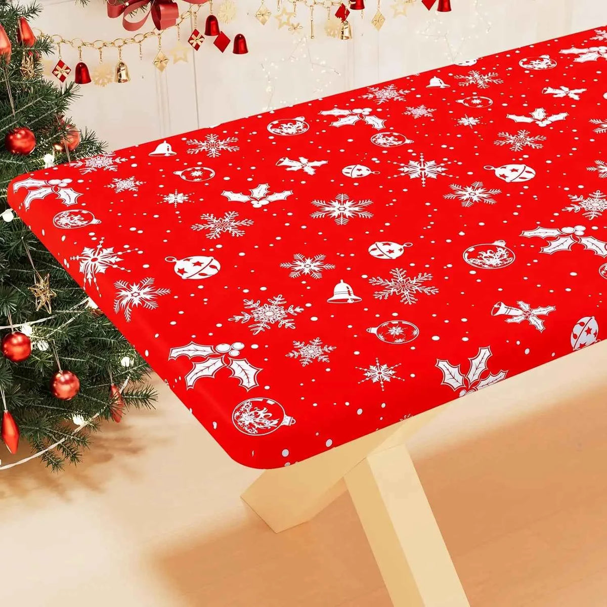 Waterproof PVC Flannel Cover. Elastic Fitted Tablecloth. Floral, Pumpkin,  & Christmas Patterns.