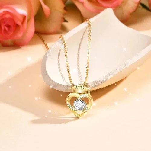 Lateefah College graduation necklace, Personalized with month and birthdate, Engraved Graduates hat.