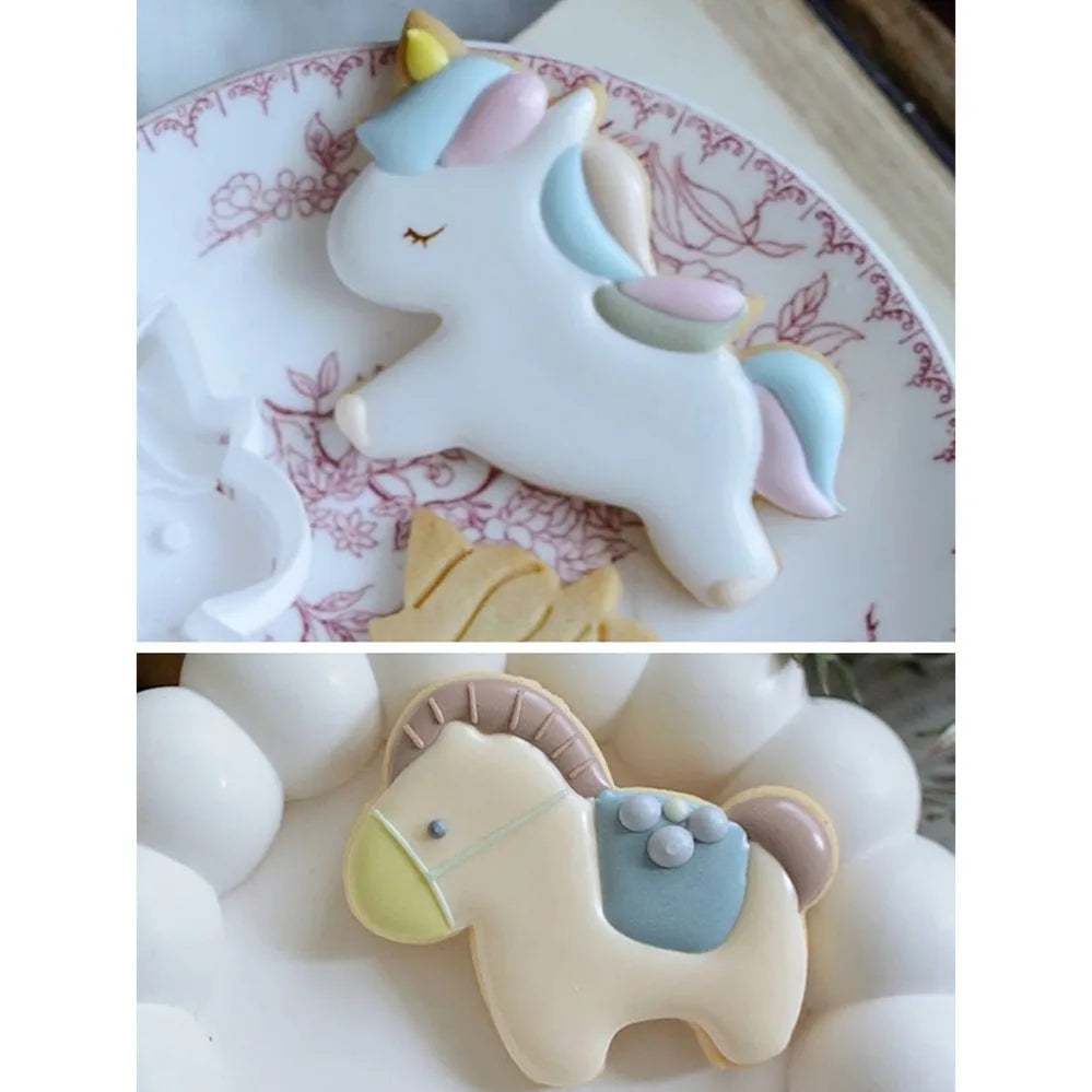 Cartoon Horse Cookie Mold Stamp. New Year Cookie Cutters, Biscuit Mold, Kitchen Baking Pastry Bakeware. DIY Tools