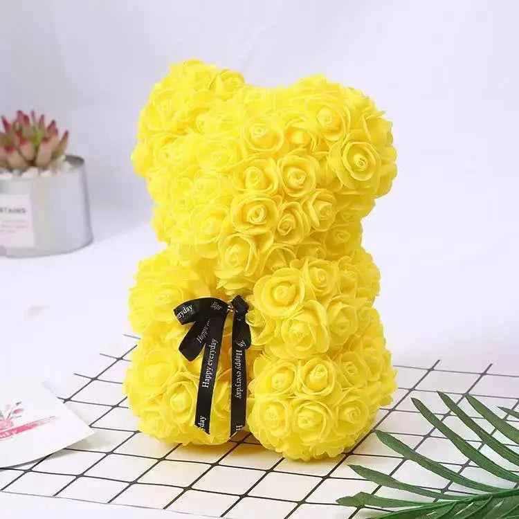 25cm Artificial Teddy Rose Flower Bear with Box. Romantic Valentines Day Gift, Girlfriend,  Anniversary, Wedding Party, Supplies