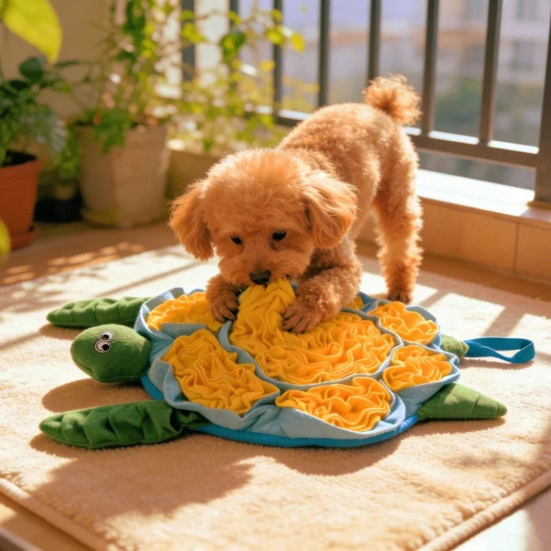 BOOTEELY Pet Sniffing Mat Turtle Design.  Dog Puzzle Feeder, Washable. Foraging Pad for Boredom & Anxiety Relief