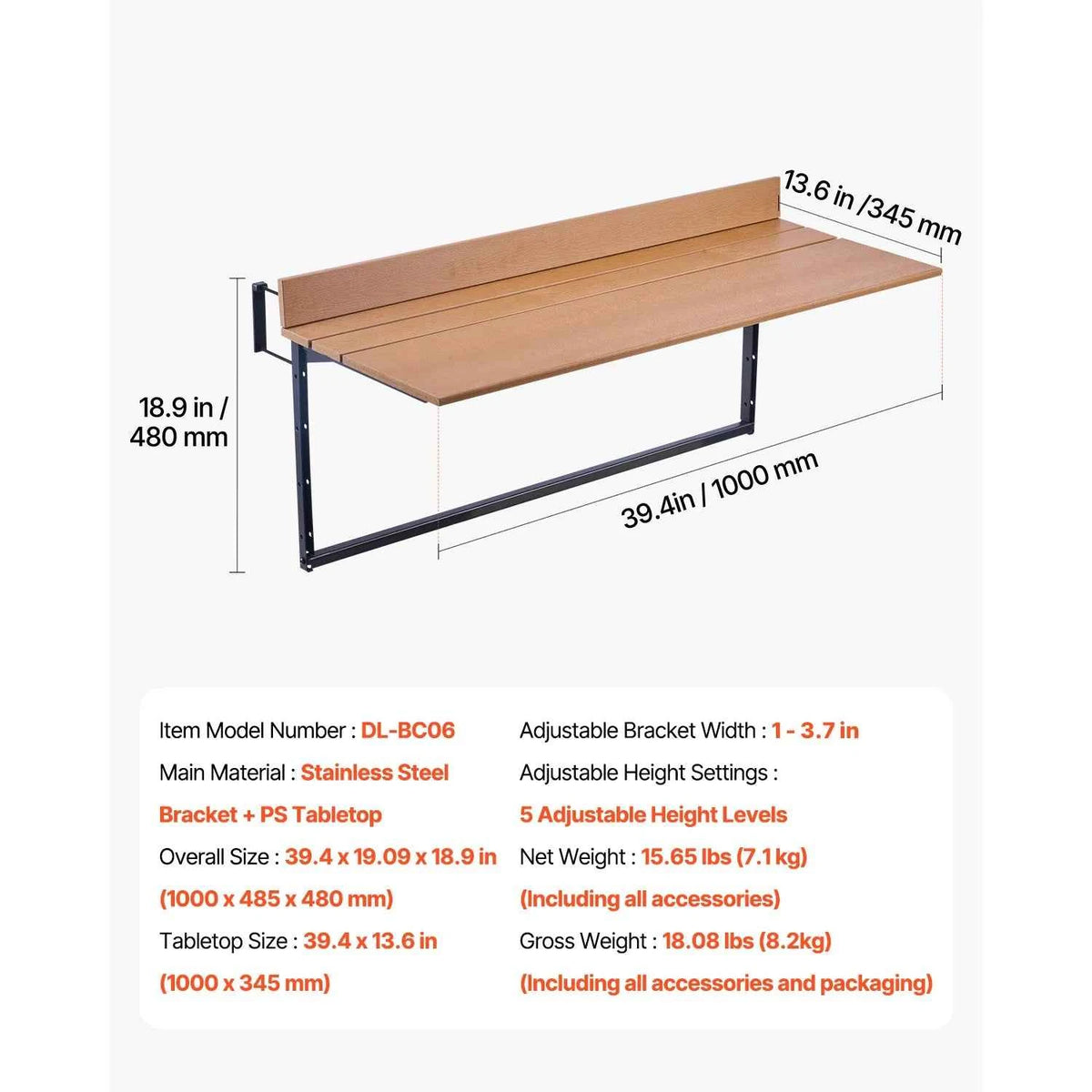 SucceBuy Balcony Hanging Table.. Folding Balcony Railing Table. Outdoor Serving Table for Patio Deck