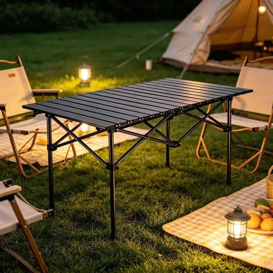 Portable Outdoor Folding Aluminum Alloy Lightweight Table with Storage Bag. Suitable for Camping, Barbecue, Picnic, Travel