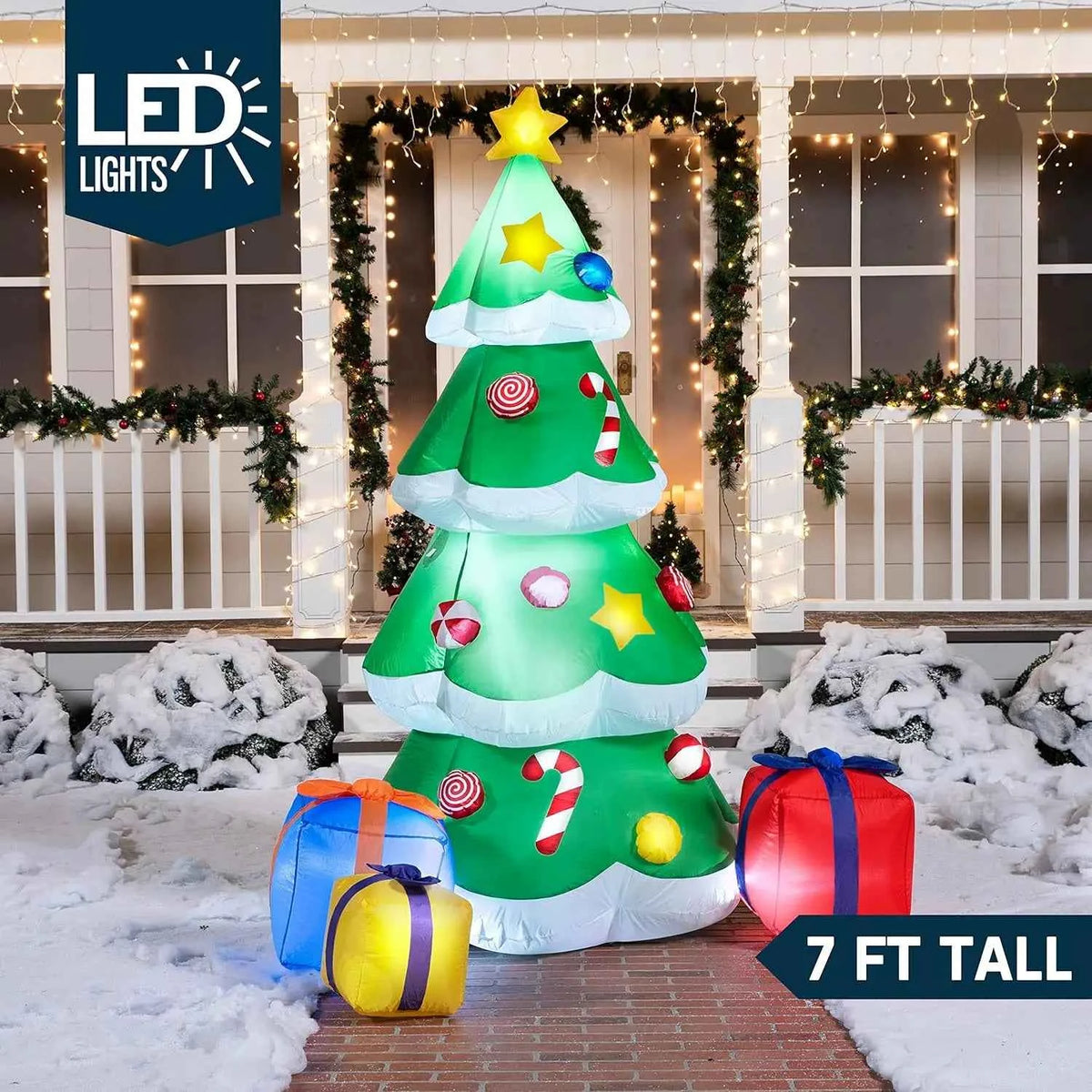 JOYFY 8 FT Long Christmas Inflatables Nativity Scene. Christmas Nativity Set with Build-in LEDs for Xmas Party. Yard Décor