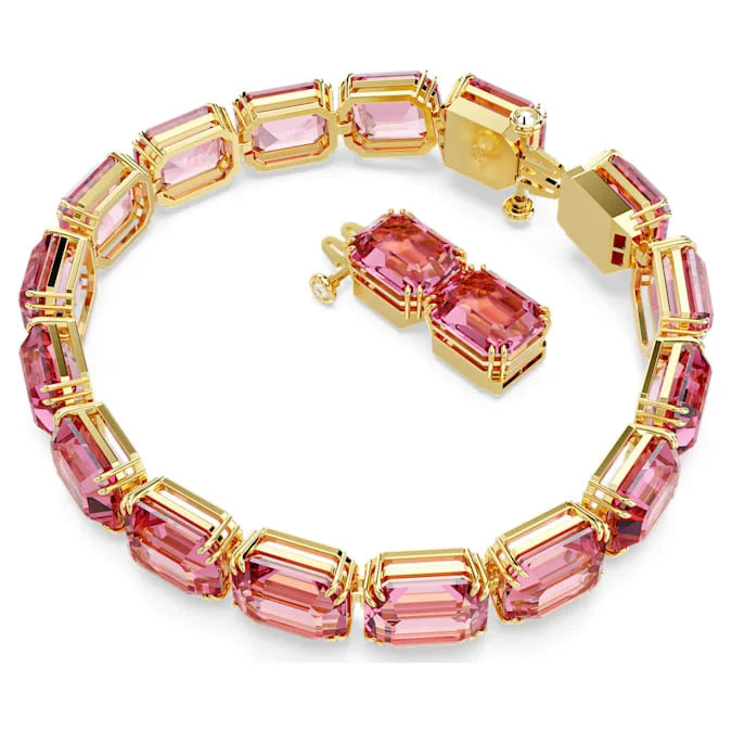 2026 New Product: Gold Collar, Austrian Purple Crystal Pendant, Luxurious Square Sugar, High Grade Bracelet