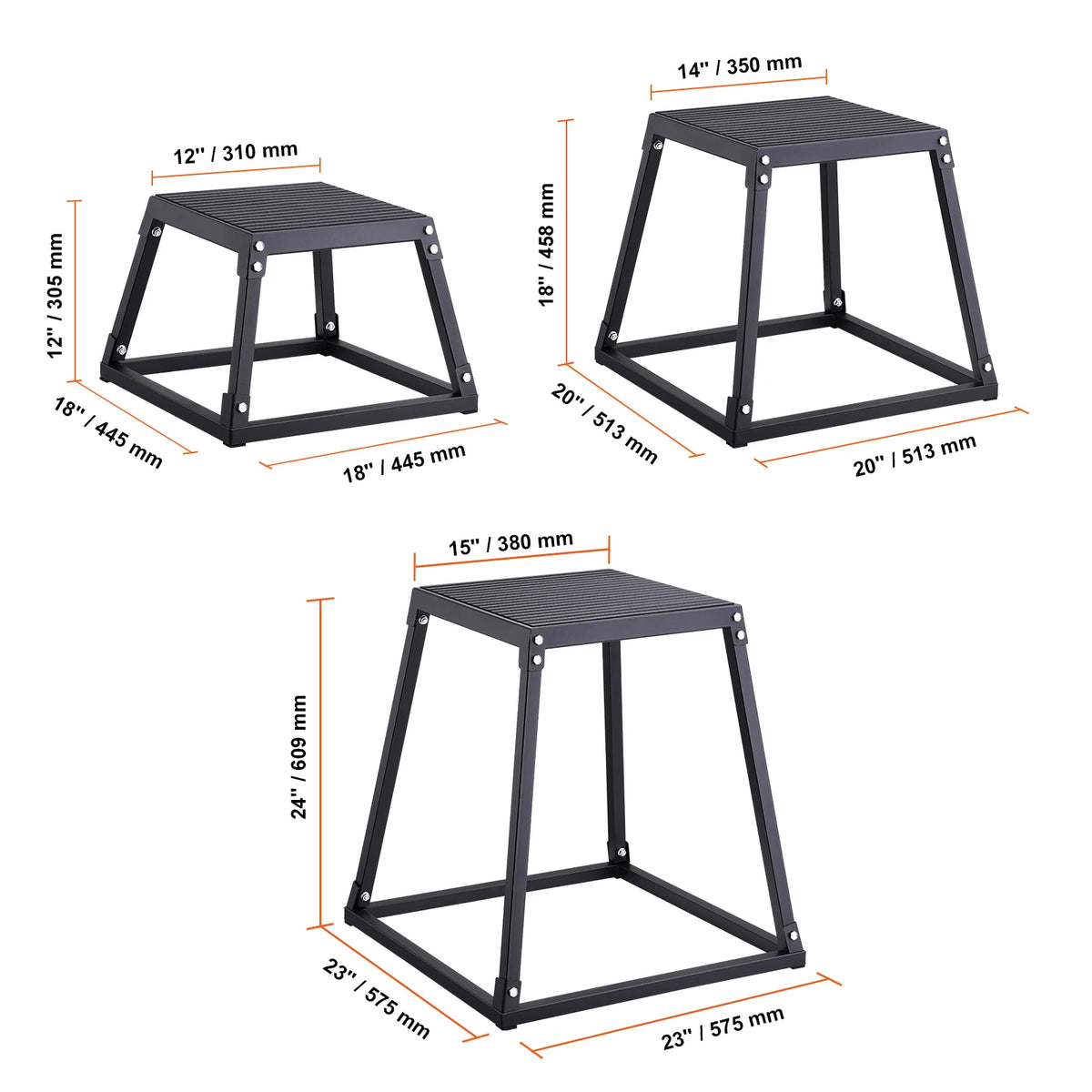 SucceBuy 12/18/24Inch Plyometric Jump Boxes. Plyometric Box Platform and Jumping Agility Box. Anti-Slip Fitness Exercise. Step Up Box Set